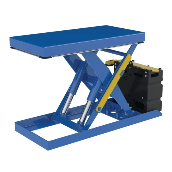 Steel Scissor Lift Table AC Power 51-1/2 In. x 20-1/2 In. x 32 In. 2,500 Lb. Capacity Blue