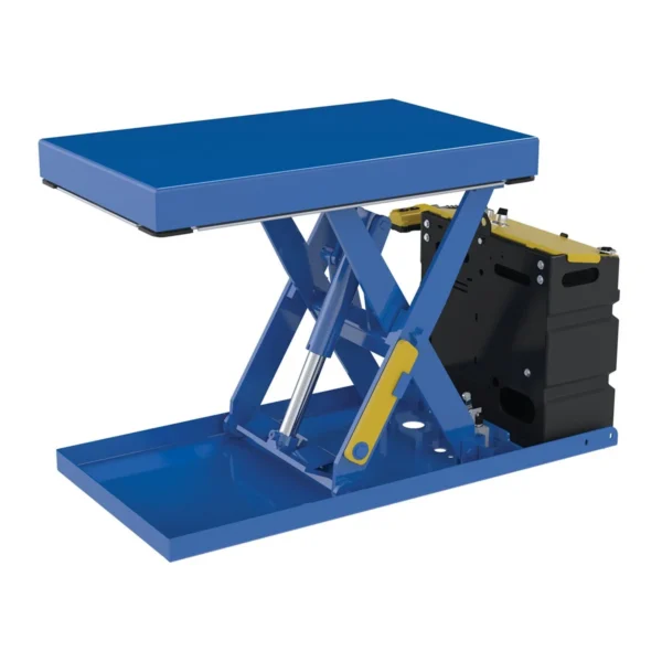 Steel Scissor Lift Table AC Power 44-3/16 In. x 20-1/2 In. x 28 In. 500 Lb. Capacity Blue