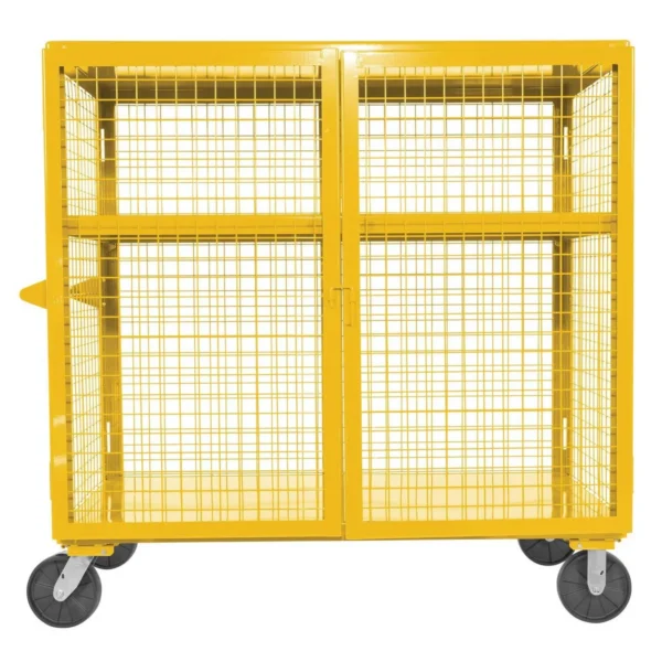 Welded Steel Expanded Metal Security Cart 30 In. x 60 In. 2,000 Lb. Capacity Yellow