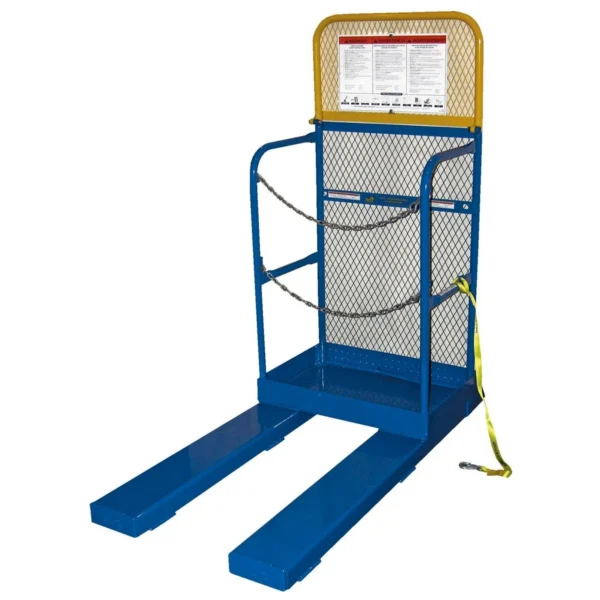 Steel Stock Picker Work Platform 60 In. Expanded Metal Back Height 4,000 Lb. Capacity Blue/Yellow