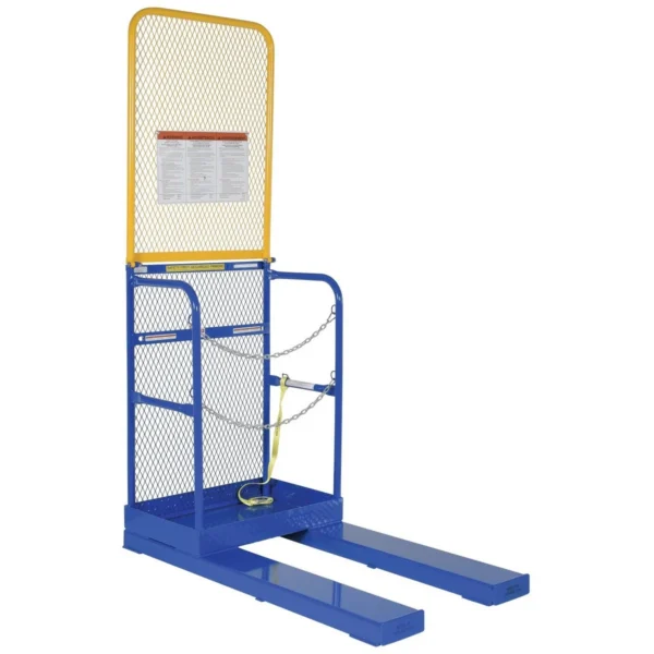 Steel Stock Picker Work Platform 84 In. Expanded Metal Back Height 4,000 Lb. Capacity Blue/Yellow