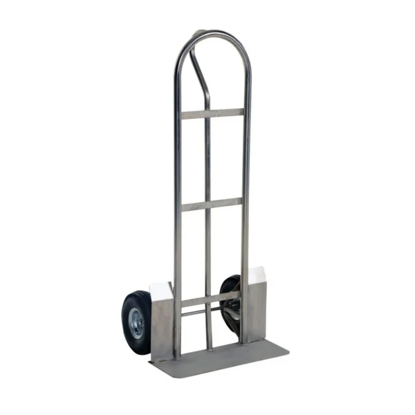 Stainless Steel Heavy Duty P-Handle Truck with Pneumatic Wheels 600 Lb. Capacity Silver