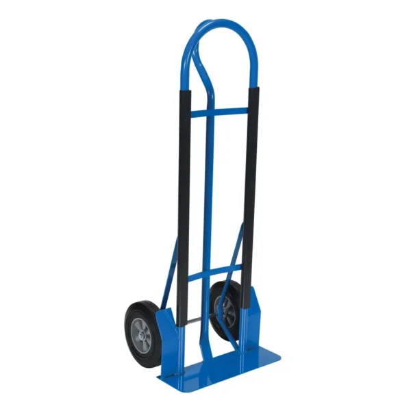 Steel Heavy Duty P-Handle Truck with Hard Rubber Wheels 600 Lb. Capacity Blue