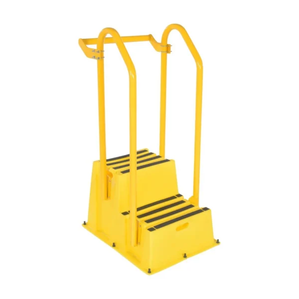 Polyethylene Nestable with Hand and Back Rails 2 Step 500 Lb. Capacity Yellow