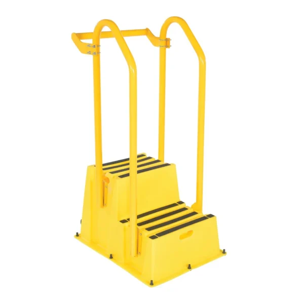 Polyethylene Nestable with Hand and Back Rails Port 2 Step 500 Lb. Capacity Yellow