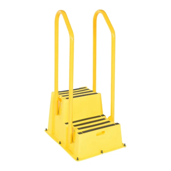 Polyethylene Nestable with Handrails Port 2 Step 500 Lb. Capacity Yellow