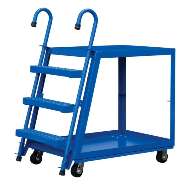 Steel Stock Picker 2 Shelf with Mold On Rubber Casters 39-3/4 In. x 21-7/8 In. x 50-1/8 In. 1,000 Lb. Capacity Blue