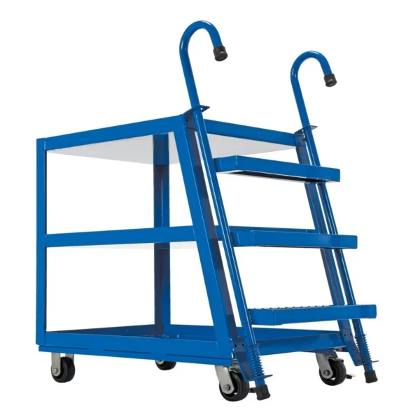 Steel Stock Picker 3 Shelf with Mold On Rubber Casters 51-3/4 In. x 27-7/8 In. x 50-1/8 In. 1,000 Lb. Capacity Blue
