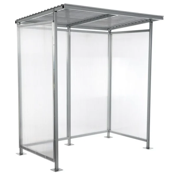 Steel Smoking Shelter Bus Stop 3-4 Person Capacity Silver