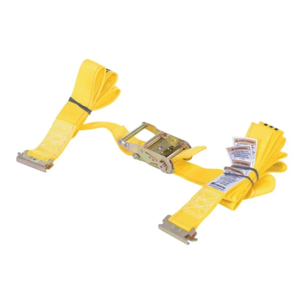 Polyester Ratcheting Cargo Strap with E-Clip 12 Ft. Working Length 1,000 Lb. Working Load Orange