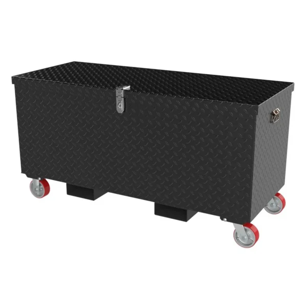 Steel Tread Plate Toolbox with Casters and Fork Pockets 24 In. x 60 In. 3,000 Lb. Capacity Black