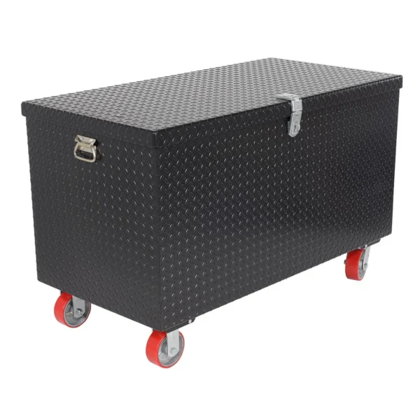 Steel Tread Plate Toolbox with Casters 30 In. x 60 In. 3,000 Lb. Capacity Black