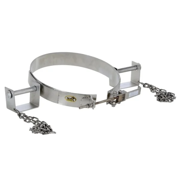 304 Stainless Steel Tilting Drum Ring 30 Gallon Drum 1,200 Lb. Capacity Silver