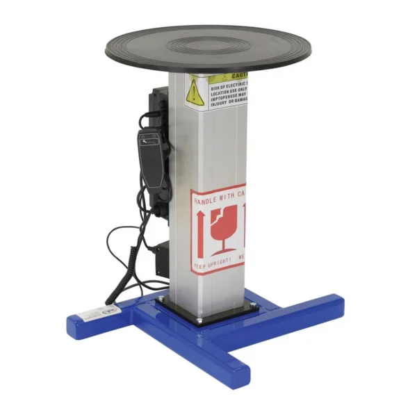 Steel Turntable 18 In. Diameter DC Powered 27-43 In. Height Adjustment 24V 750 Lb. Capacity Blue