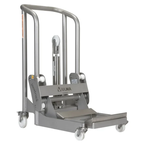 304L Stainless Steel Hydraulic Foot Pump Roll Handler 850 Lb. Capacity Silver