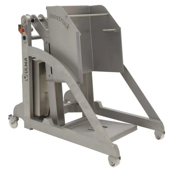 304L Stainless Steel DC Powered Drum Dumper 12 Volt 660 Lb. Capacity Silver