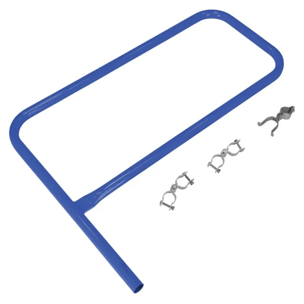 Steel Pipe Safety Railing Gate P-Shaped 36 In. x 36 In. Blue