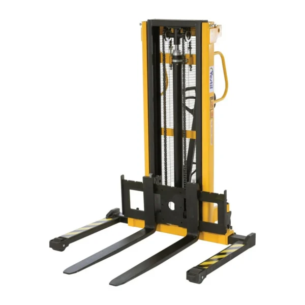 Steel Manual Stacker Adjustable Forks/Legs 2,200 Lb. Capacity Yellow