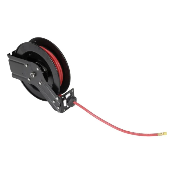 Steel Spring Driven Hose Reel 20 Ft. 1/4 In. Diameter Black