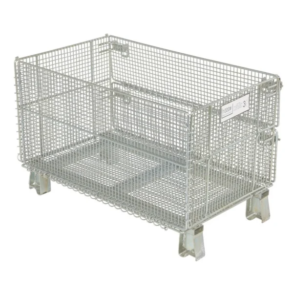Galvanized Steel Mesh Container 20 In. x 32 In. x 21 In. 1,000 Lb. Capacity Gray
