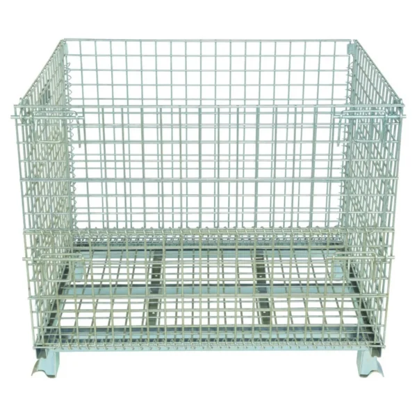Galvanized Steel Mesh Container 32 In. x 40 In. x 34 In. 4,000 Lb. Capacity Gray