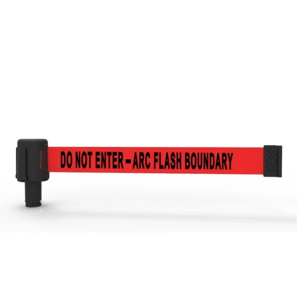 Plastic Web Barrier Retractable Arc Flash Banner Red