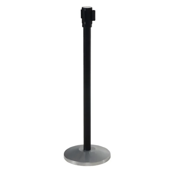 Steel Post Indoor Personnel Guidance Barrier 6 Ft. Barrier Tape Black