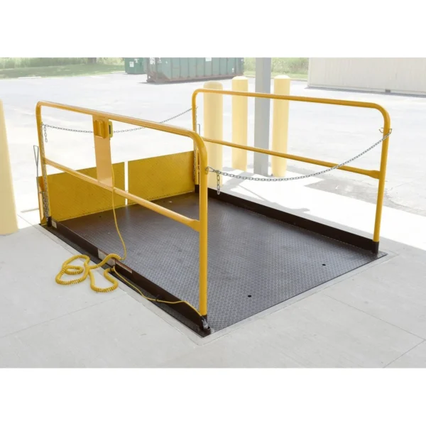 Steel Premium Truck Scissor Dock Lift 6 In. x 8 In. 5,000 Lb. Capacity Brown/Yellow