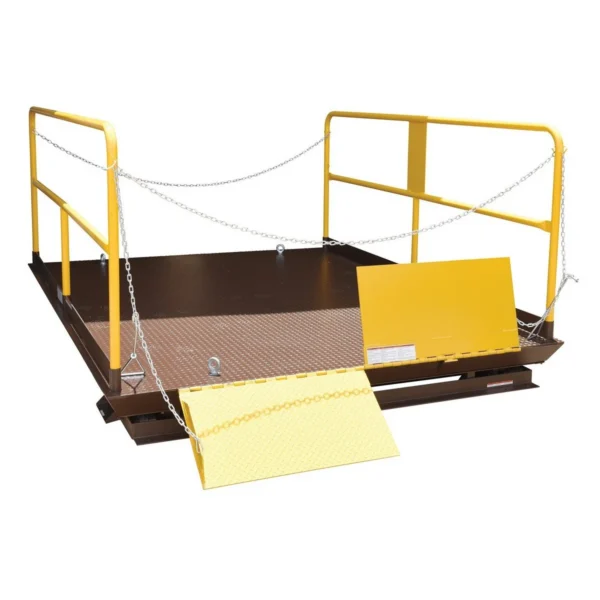 Steel Premium Truck Scissor Dock Lift 8 In x 10 In. 6,000 Lb. Capacity Brown/Yellow
