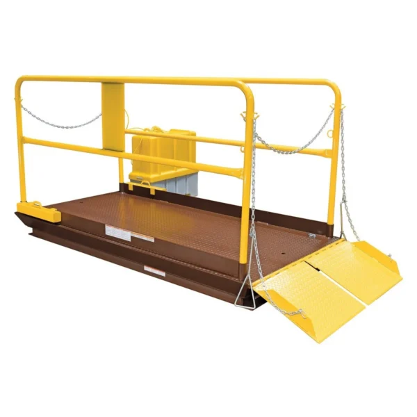 Steel Premium Truck Scissor Dock Lift 6 In. x 8 In. 8,000 Lb. Capacity Brown/Yellow