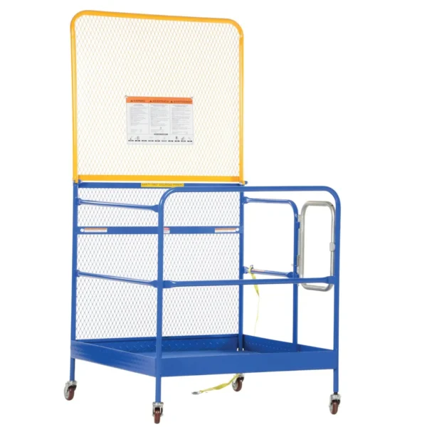 Steel Work Platform With Poly Casters and 84 In. Expanded Back 48 In. x 48 In. 1,000 Lb. Capacity Blue