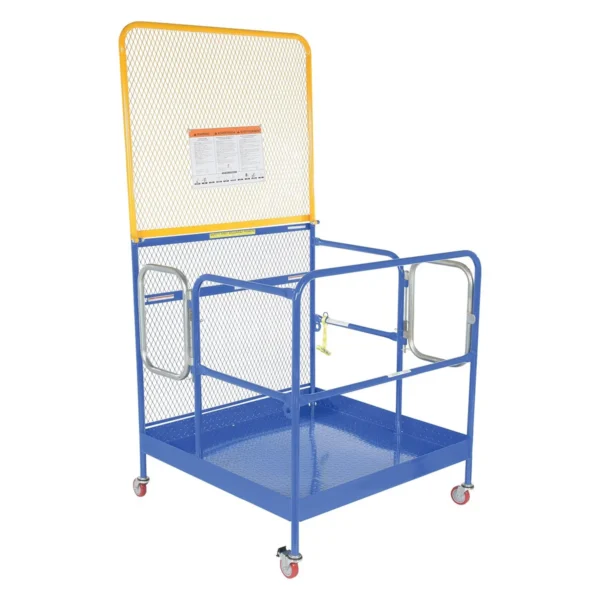 Steel Work Platform With Poly Casters, 2 Door Entry, and 84 In. Expanded Back 48 In. x 48 In. 1,000 Lb. Capacity Blue