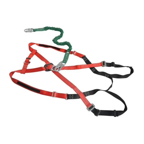 Nylon 2XL Work Platform Harness with Lanyard Red